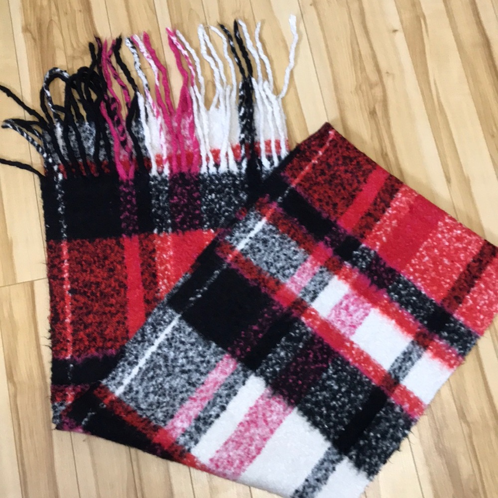 Indigo plaid blanket scarf
